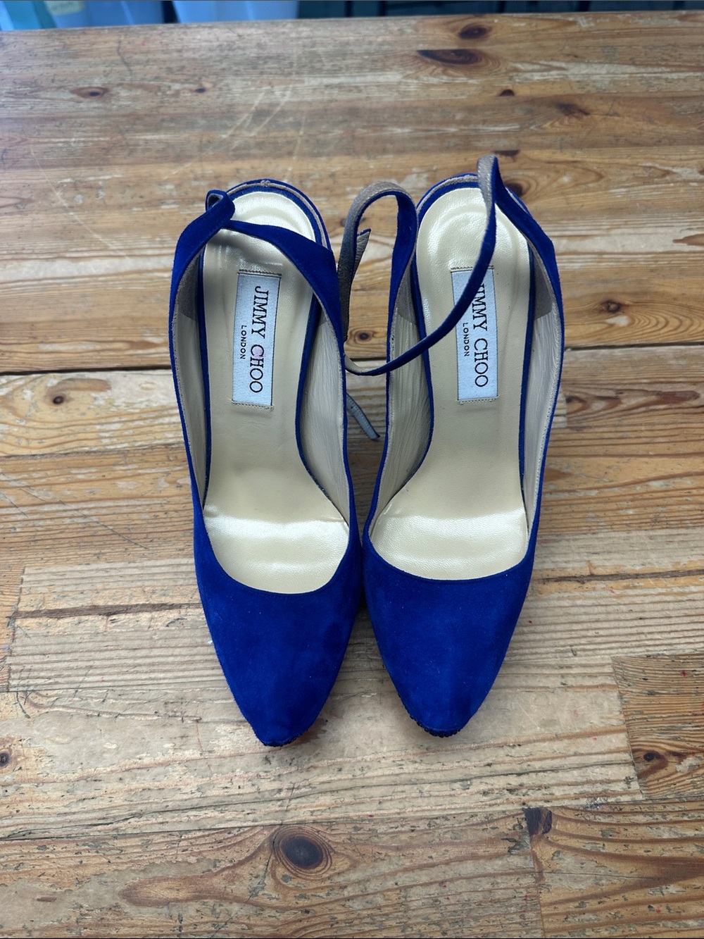 Jimmy Choo Cobalt Blue Suede Slingback Pumps